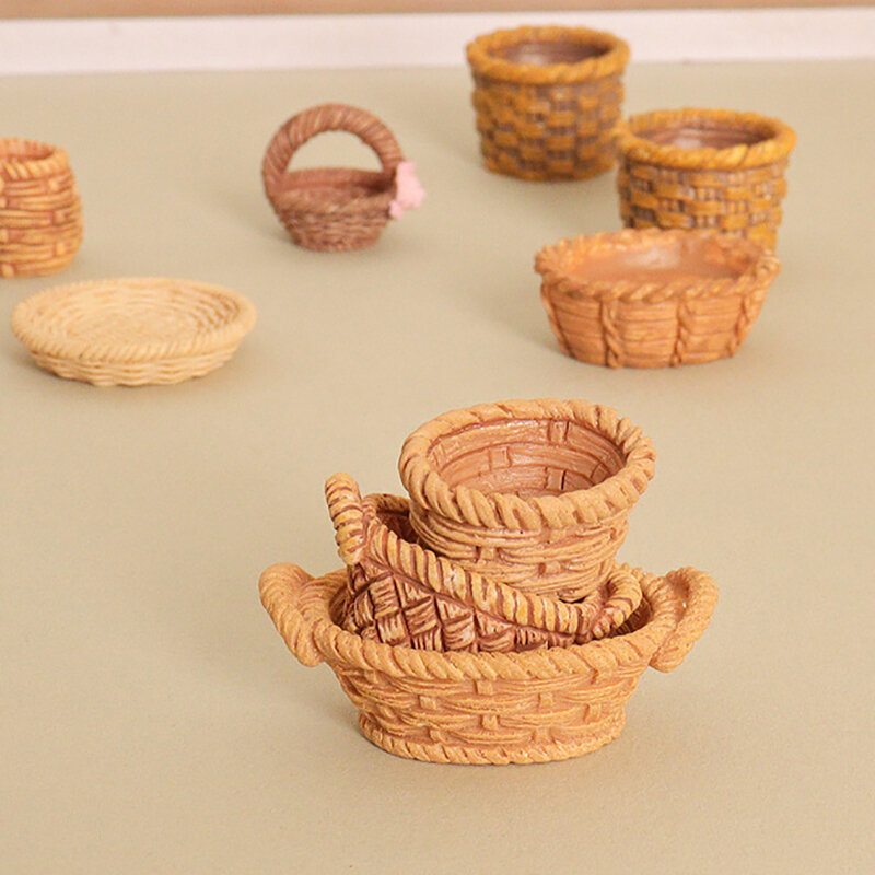 1/12 Dollhouse Simulation Vegetable Food Storage Basket Dollhouse Miniature Kitchen Decoration Dolls House Accessories