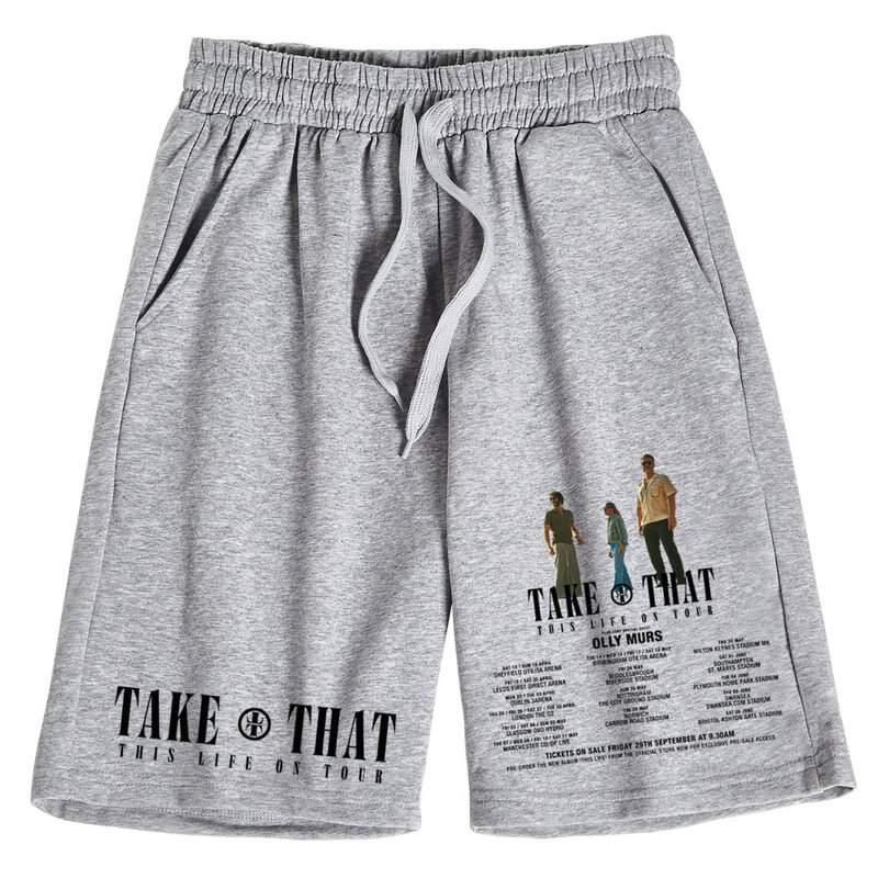Pantalones cortos de algodón para hombre y mujer, pantalón de playa, Take That This Life On Tour, 2024