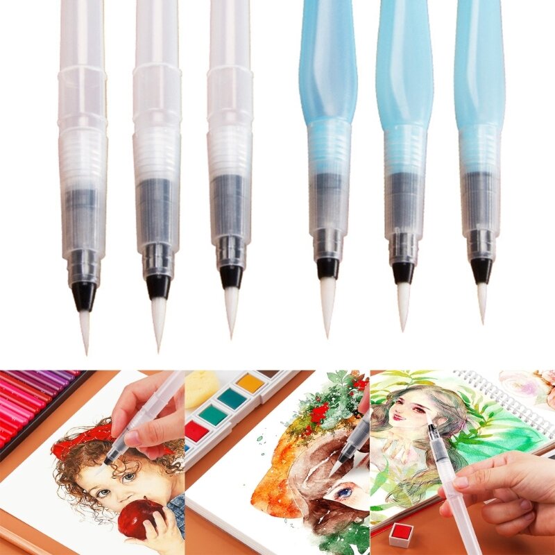 Water Color Brush Pens Aqua Brushes Multi-Purpose Refillable Painting Drawing Watercolor Pen Brushes with Assorted Tip