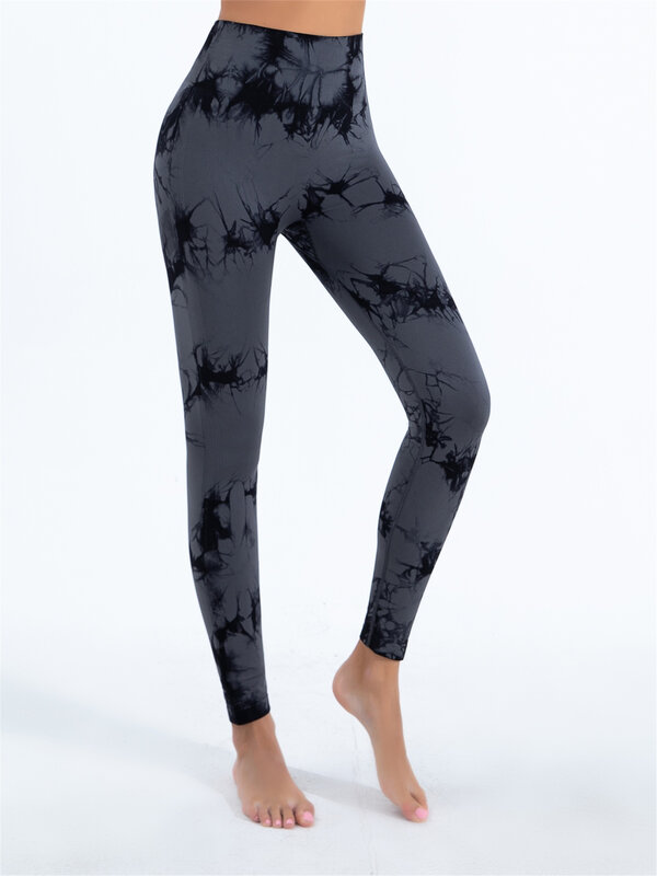 Ladies 2024 New Seamless Tie-Dye Yoga Leggings High Waisted High Elastic Base Layer Bodyshaping Pants For Gym Fashion Women