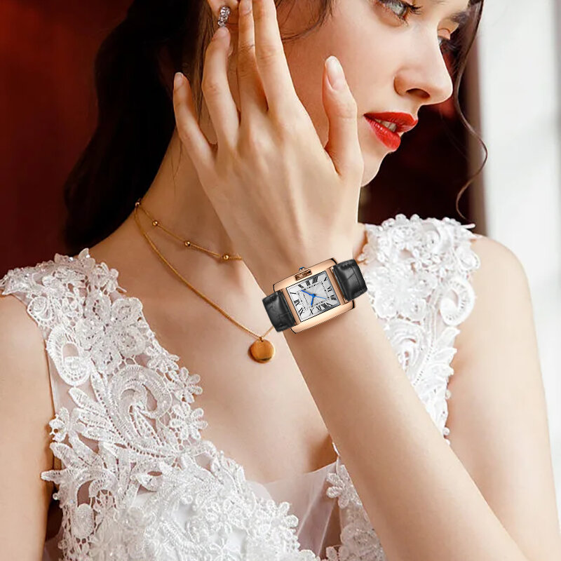 Montre à quartz en cuir pour femme, montre-bracelet analogique ultra-fine, design classique, robe de luxe pour femme, mode