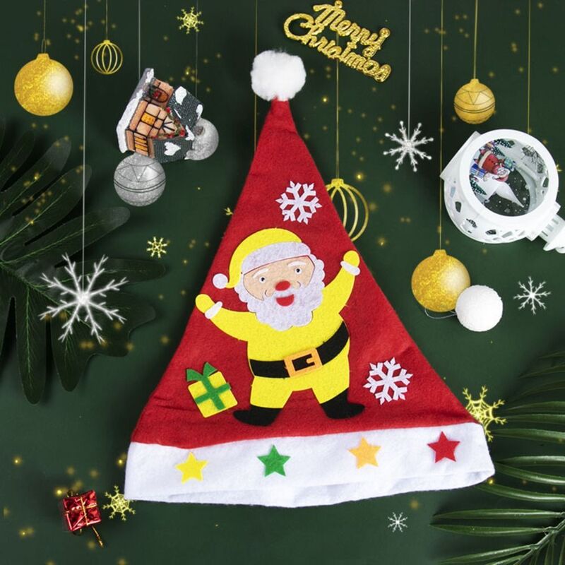 Topi Santa buatan tangan kain tidak ditenun topi keringle Santa Claus Elk Kriss rumah manusia salju DIY topi Natal mainan taman kanak-kanak