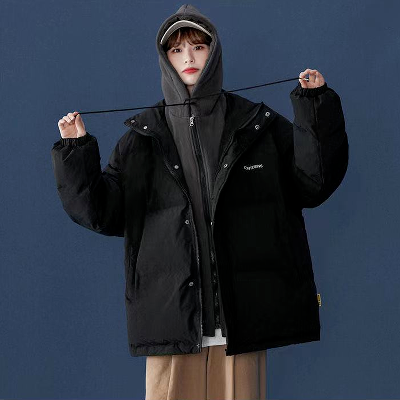 Модная Толстая хлопковая одежда в Корейском стиле парная свободная фальшивая двухкомпонентная комбинированная кофта с капюшоном мужская женская зимняя куртка на весну