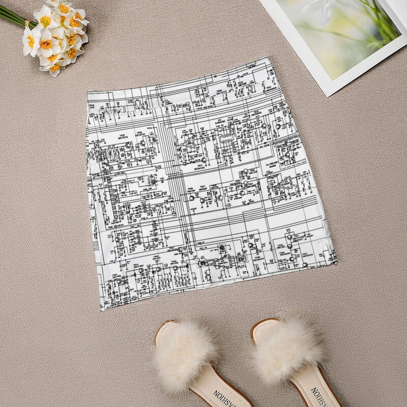 Circuit Board Diagram Electronic Schematic Printed Engineering Light proof trouser skirt womans clothing Clothing mini skirts