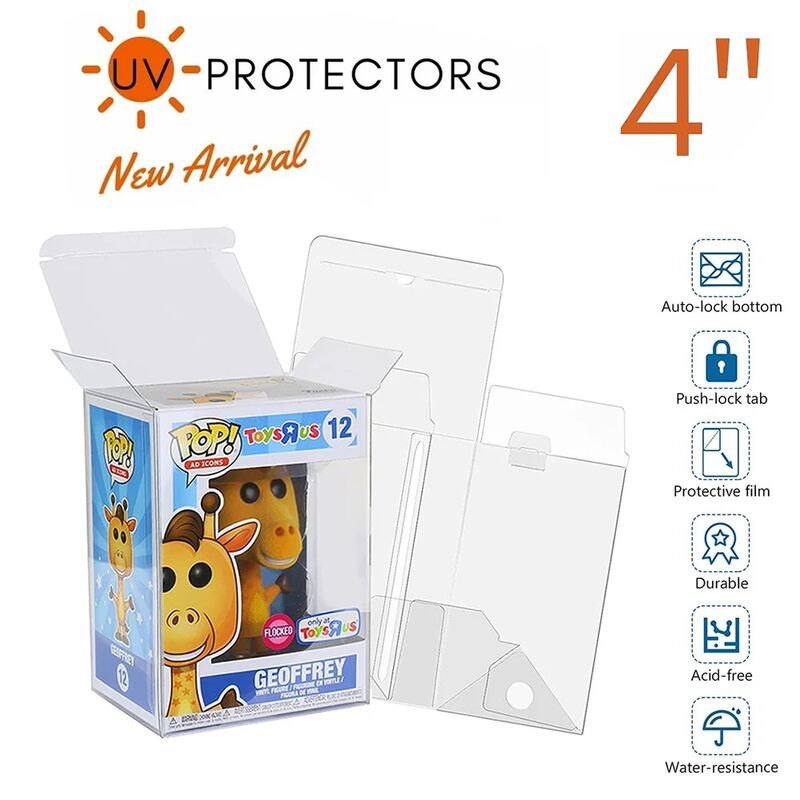 Crystal Clear Protector Case para Collectibles, Funko Pop, Figuras de vinil, caixa de plástico transparente manga, 4 ", livre de ácido, PET, 5pcs