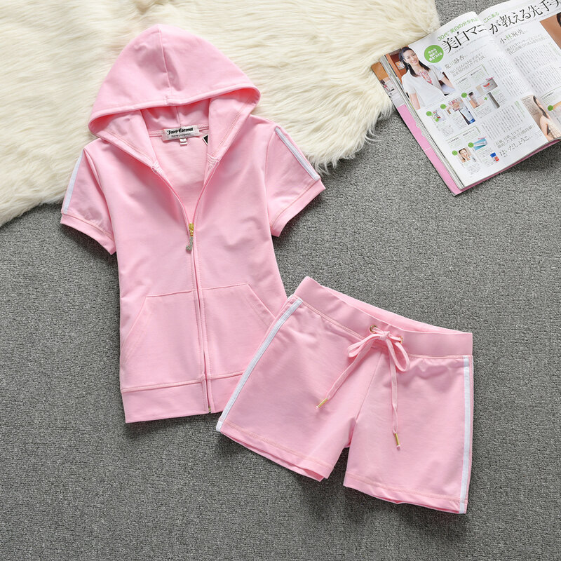 New Cotton Tracksuit Women's Fashion Short Set Sewing Suit Women Solid Color Tracksuits Hoodies and Shorts Sets Met 2 Piece Set