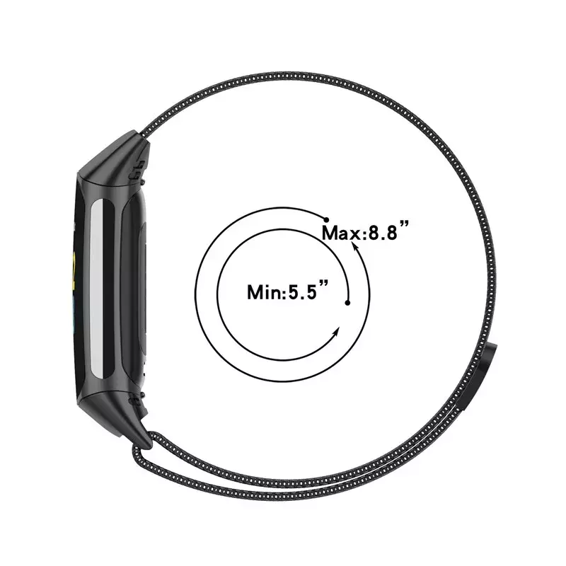 Banda de aço inoxidável para Fitbit Charge 5 e 6, relógio inteligente, laço magnético, pulseira de malha, pulseira, Correa