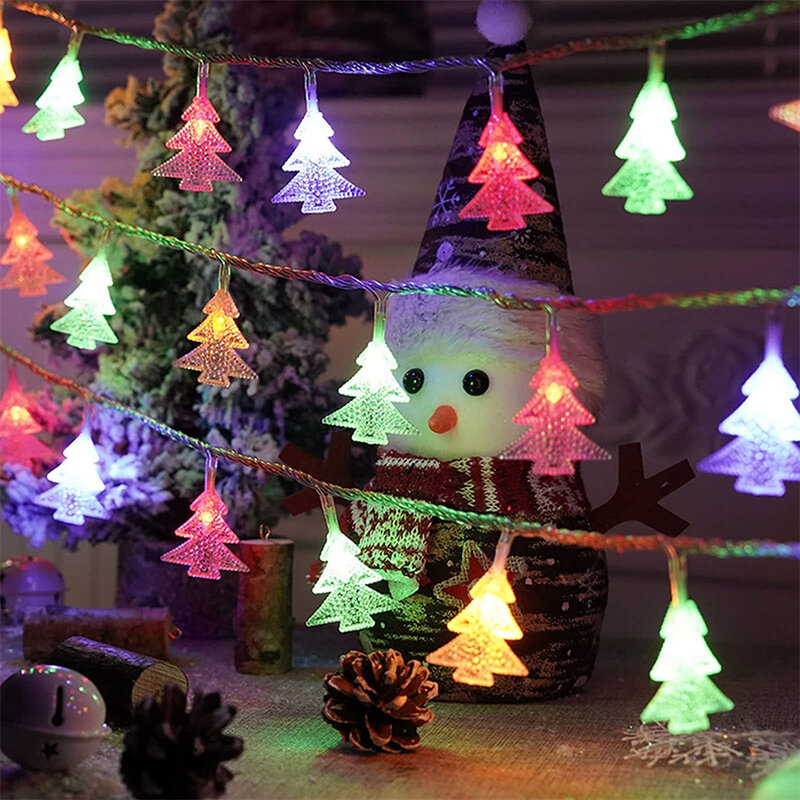 คริสต์มาสสายไฟตกแต่งต้นไม้ไฟพวงดอกไม้ LED กันน้ำที่ทำงานด้วยแบตเตอรี่ไฟ Fairy สำหรับงานปาร์ตี้ใหม่ปีใหม่ในร่ม Xmas ตกแต่ง