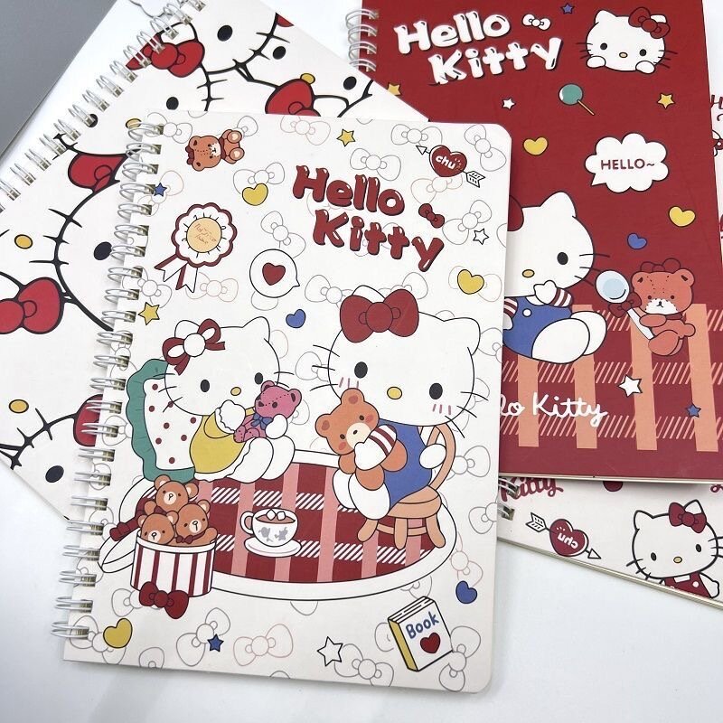 دفتر ملاحظات ملفوف للفتيات من Kawali Sanrio A5 ، دفتر ملاحظات Hello Kitty ، قرطاسية كرتونية ، أدوات حلوة ، ألعاب لطيفة ، هدية عيد ميلاد ، جديد ، 4 ّـ