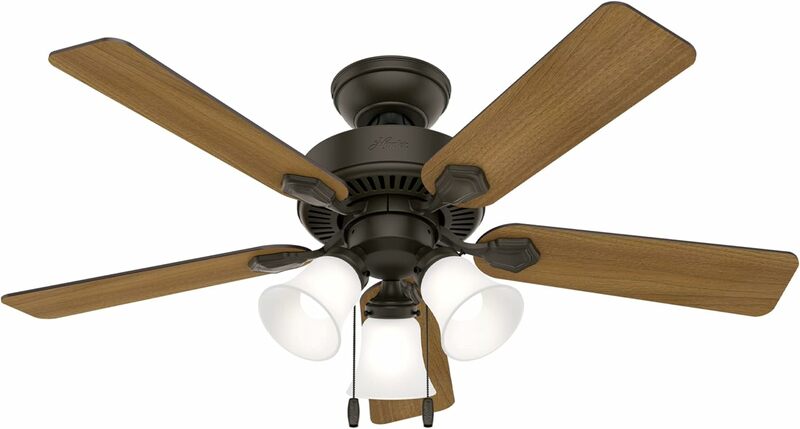 Hunter Fan Company, 50881, 44 inch Swanson New Bronze Ceiling Fan with LED Light Kit and Pull Chain