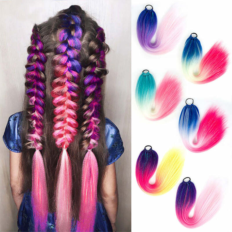 26 дюймовые блестящие разноцветные пряди для волос