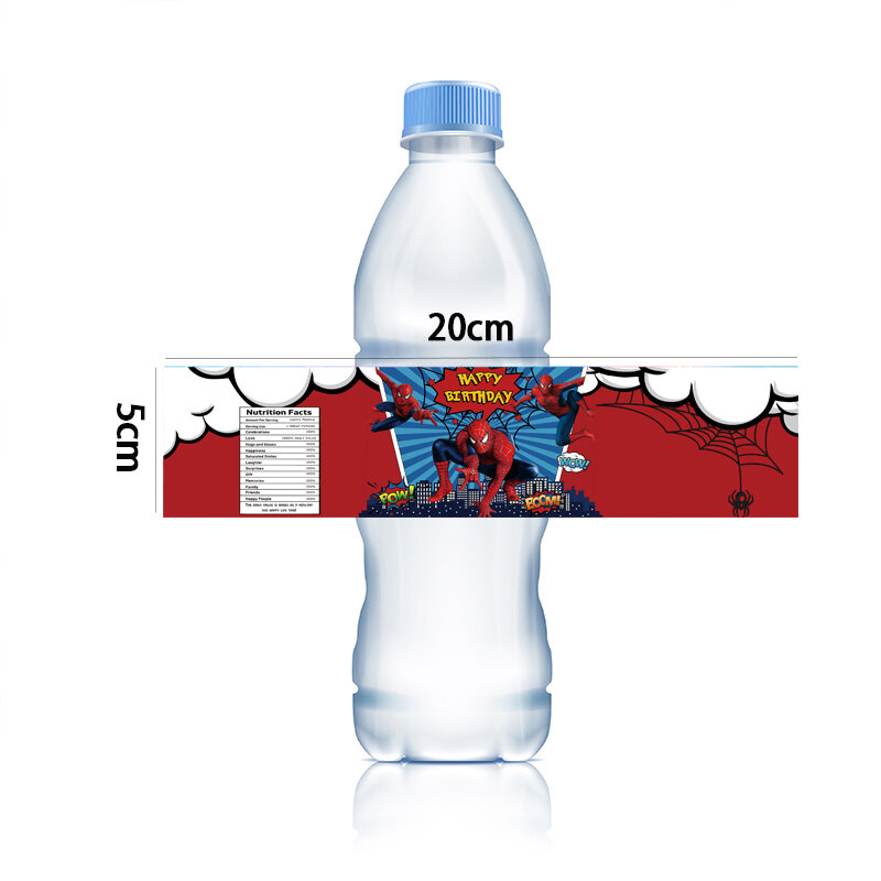 Наклейки на бутылки с водой в виде Супергероя человека-паука
