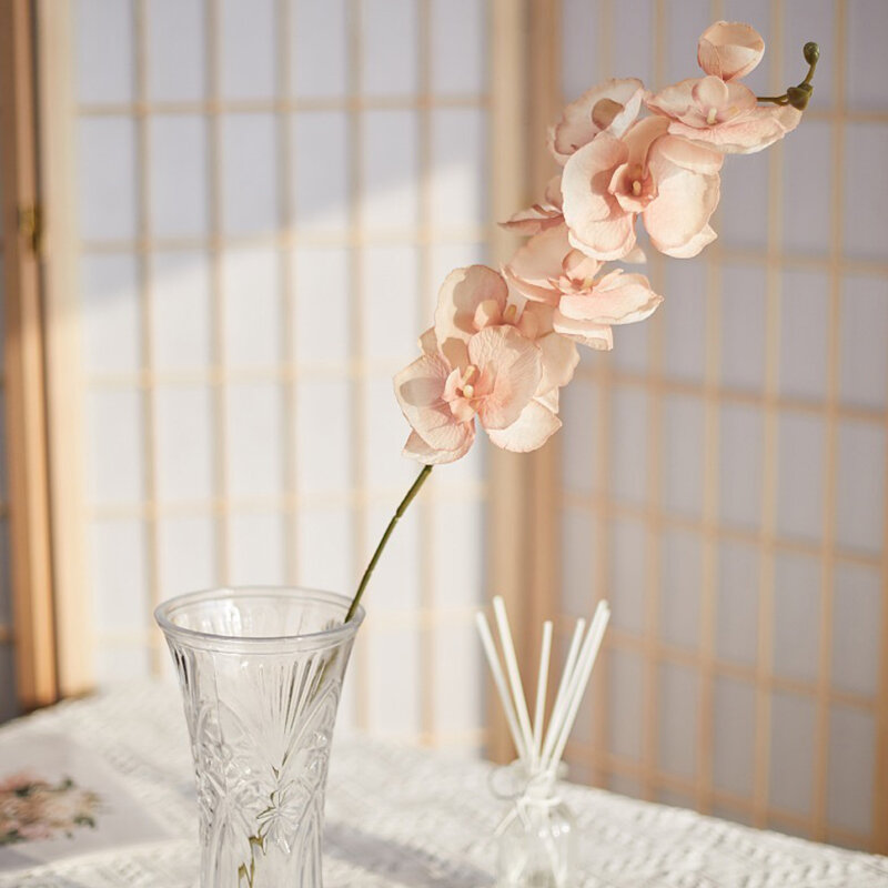 인공 나비 난초, 가짜 3D 호접란, 시뮬레이션 꽃, 리얼 터치 식물, 웨딩 홈 크리스마스 장식, 8 헤드