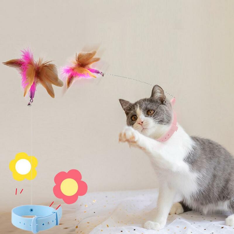 Obroża kot różdżka zabawna pióro Teaser kij z dzwoneczkiem obroża dla zwierząt kociak bawiący się w zabawki szkoleniowe interaktywne zabawki dla kotów