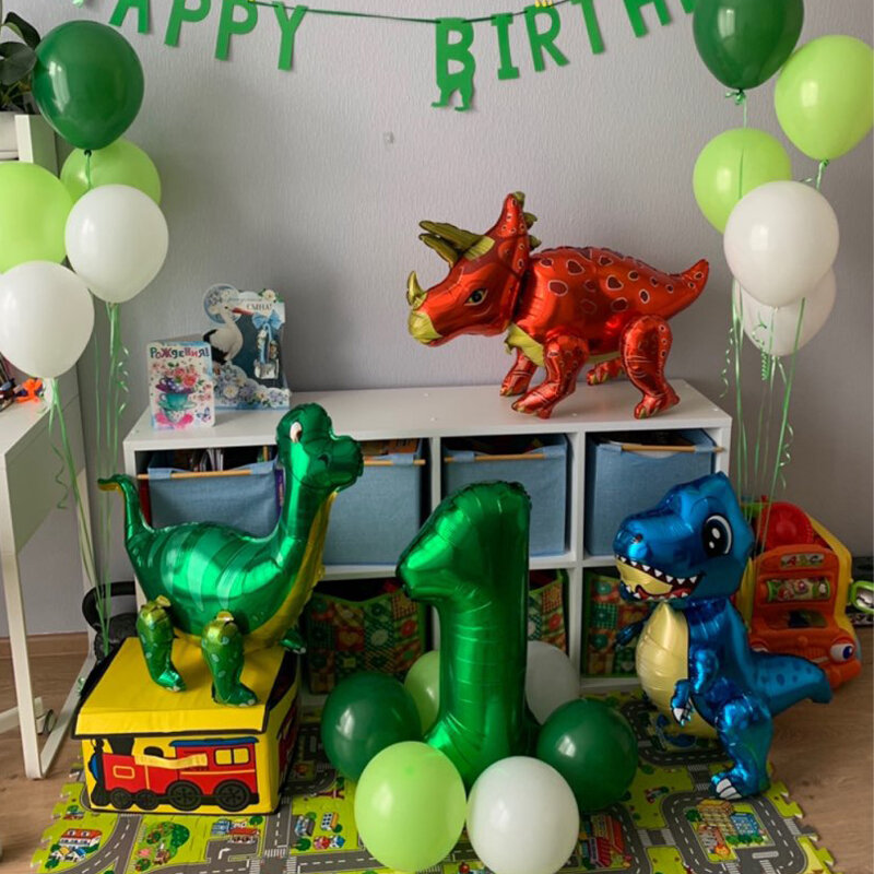 Balon berdiri dinosaurus untuk dekorasi pesta ulang tahun tema Jurassic World Inflat Tyrannosaurus Rex Triceratops balon pterosaurus