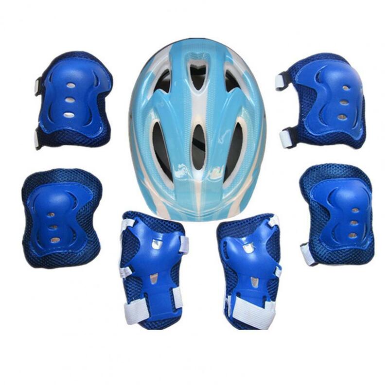 7Pcs/ Set Kids Bike Safety Knee Pad Palm Guards Elbow Pads Set Roller Knee Pad Elbow Pads Kit Cycling Safety Protective Gear