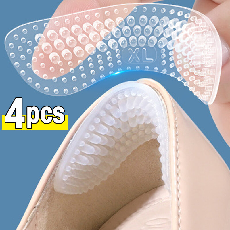 4Pcs Upgrade Silicone Heel Stickers Heels Grips for Women Anti Slip Heel Cushions Non-Slip Inserts Pads Foot Heel Care Protector