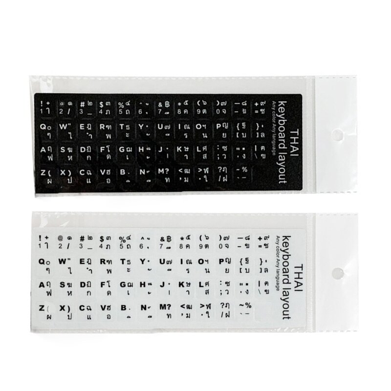 18x6,5cm Thai Branco Preto Botão Letras Teclado Layout Adesivos Alfabeto