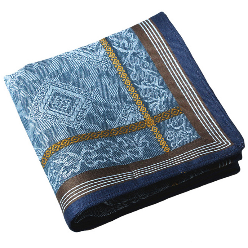 Men's Handkerchief Handkerchiefs for Bandanas Soft Cotton Royal Blue Embroidery Vintage Wedding