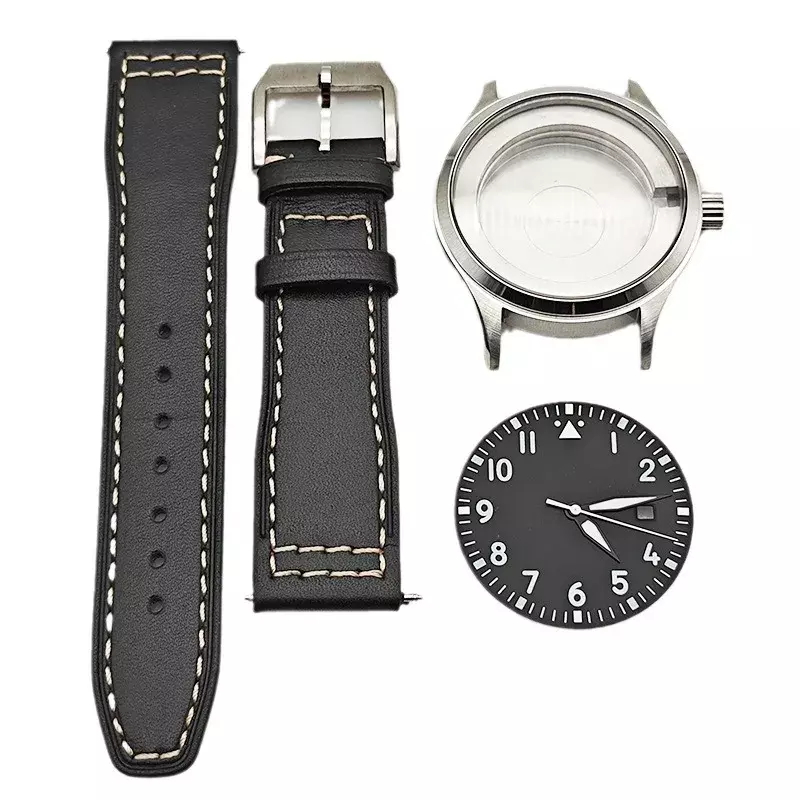 Watches Accessories Set Case Leather Bracelet for Pilot Series PIN BELT Buckle Sapphire Fit 8215/2813 Movement 40MM