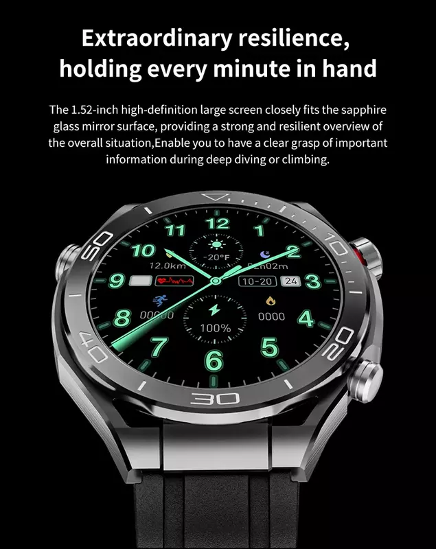 ساعة ذكية GS Ultimate NFC للرجال ، مكالمة بلوتوث ، شحن لاسلكي فائق ، ساعة رياضية ،