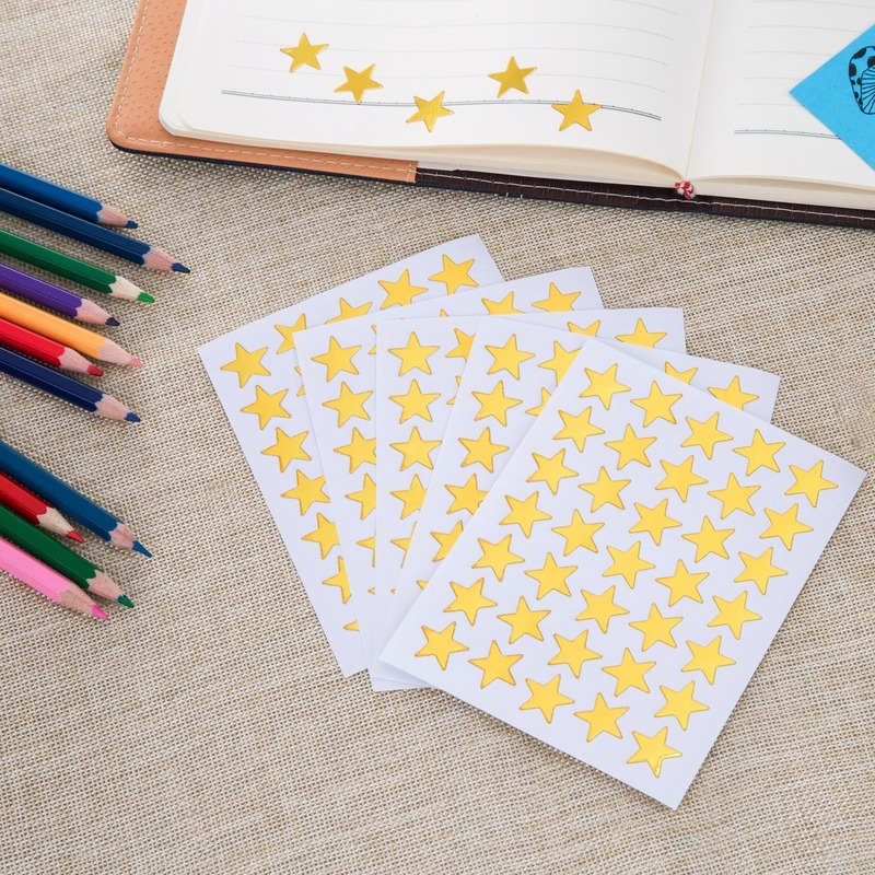 Etiquetas adhesivas de estrellas para niños y estudiantes, pegatinas de recompensa, regalo dorado, papelería DIY, 10 Uds./Set