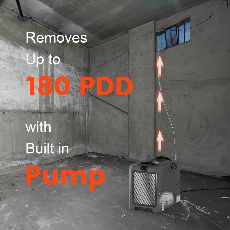 Abestorm Dehumidifier komersial dengan pompa, Dehumidifier LGR 180 PPD untuk ruang merangkak, ruang bawah tanah, ruang besar
