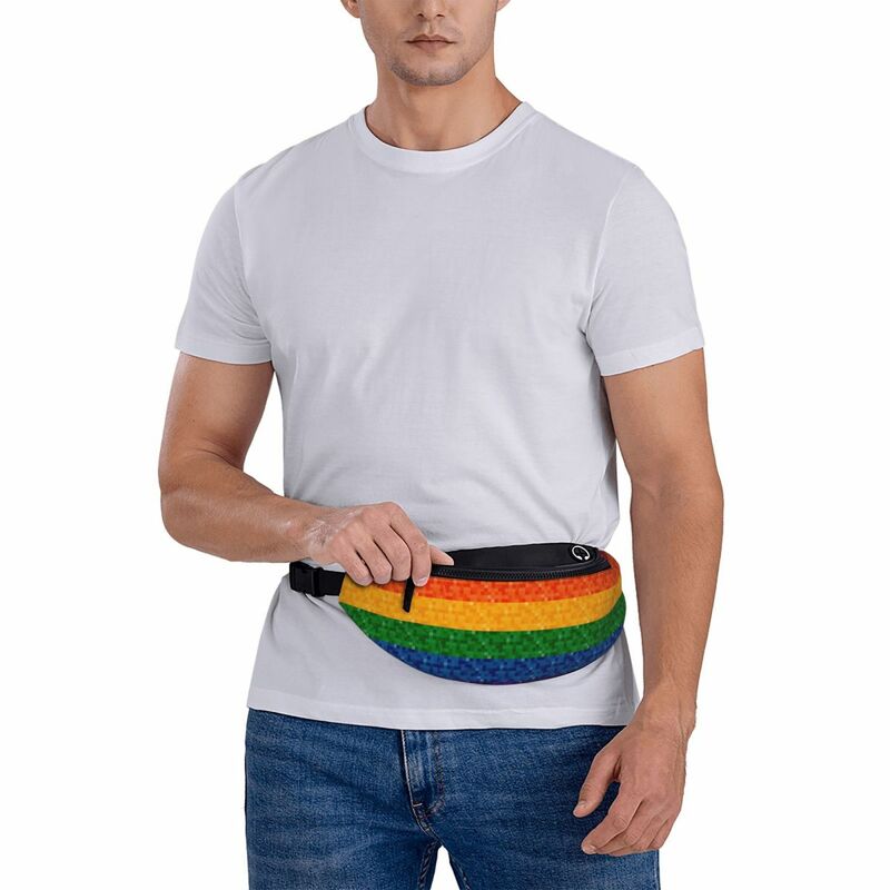 Riñonera con estampado de píxeles de arcoíris para hombre y mujer, bolso de cintura LGBTQ Pride, riñonera de viaje a la moda, bolsa para cinturón