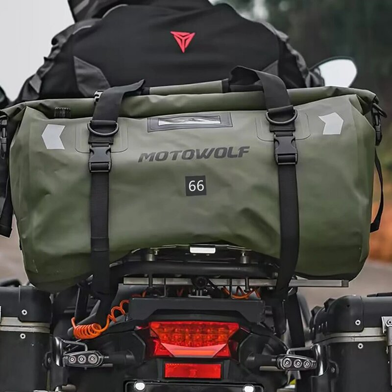 범용 오토바이 방수 테일 백, 헬멧 내구성 뒷좌석 가방, 대용량 라이딩 모토크로스 야외 가방, 40L 66L