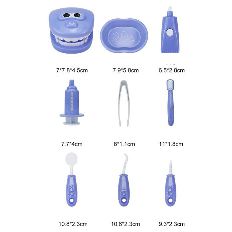 9 buah/Set mainan anak perangkat medis Set Model gigi cek dokter gigi mainan belajar simulasi permainan peran edukasi anak-anak