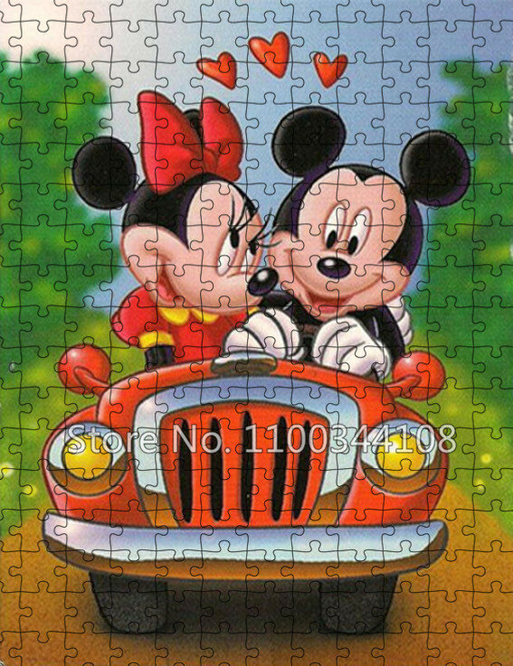 Mickey Mouse Minnie Puzzles Disney Movie Cartoon Jigsaw Puzzle Children's Educational Adult Decompression Toys Handmade Gift