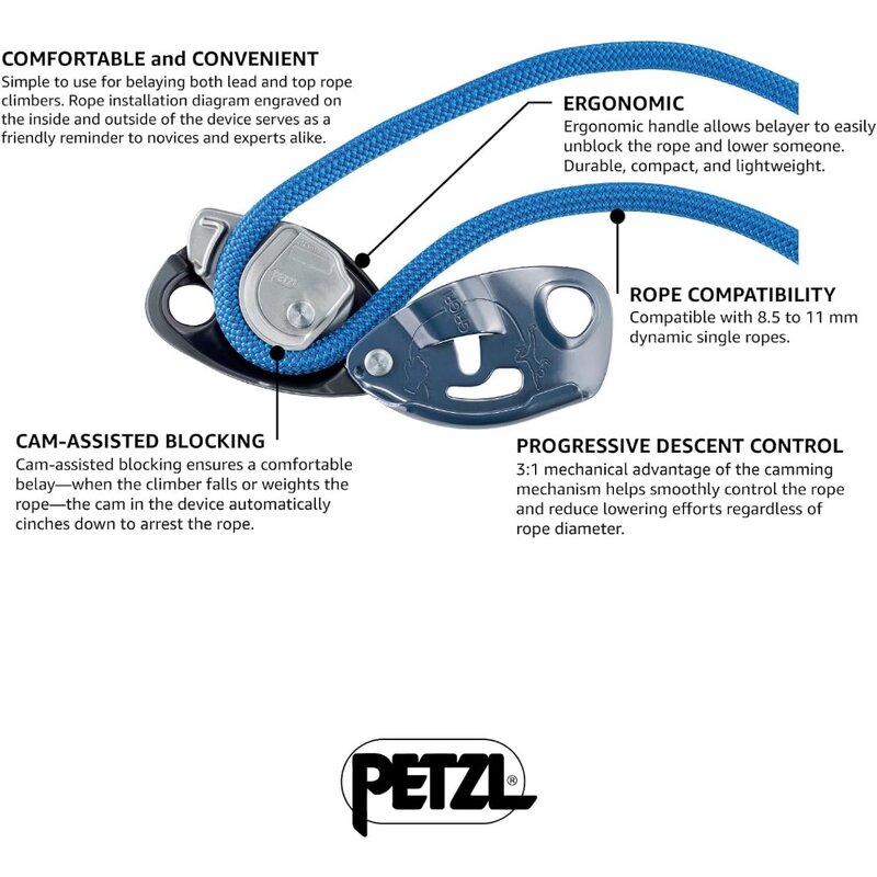 PETZL GRIGRI Belay Device - Belay Device with Cam-Assisted Blocking for Sport, Trad, and Top-Rope Climbing