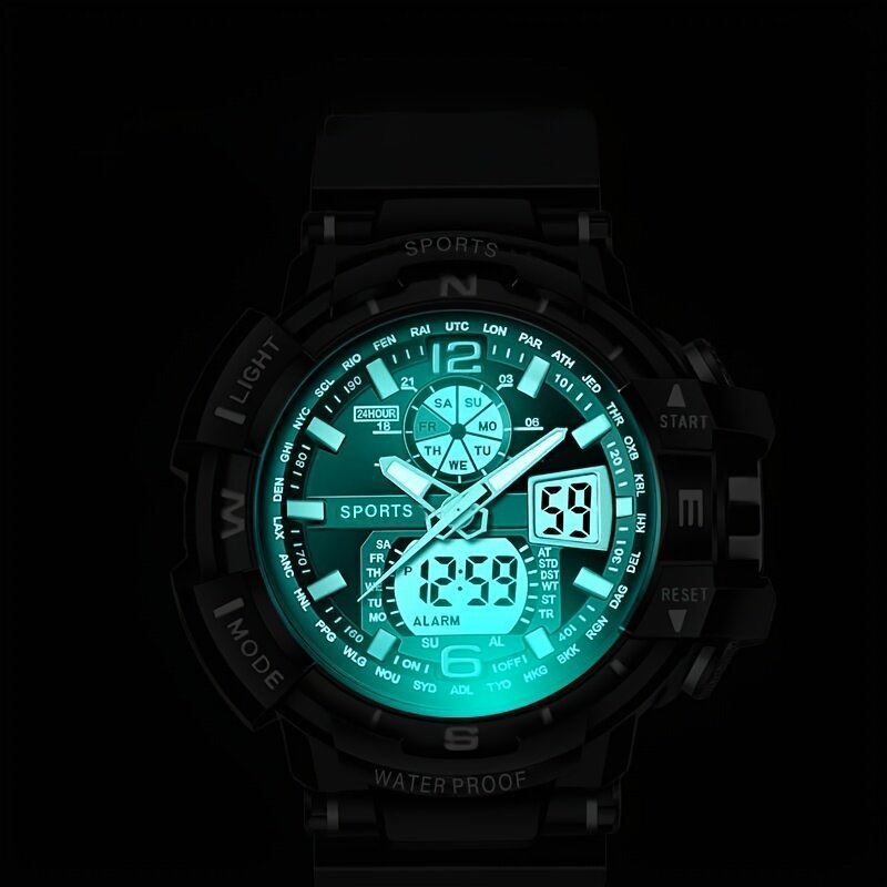 Męski sportowy zegarek cyfrowy: wodoodporny, świecący wyświetlacz - trwały silikonowy pasek, idealny prezent