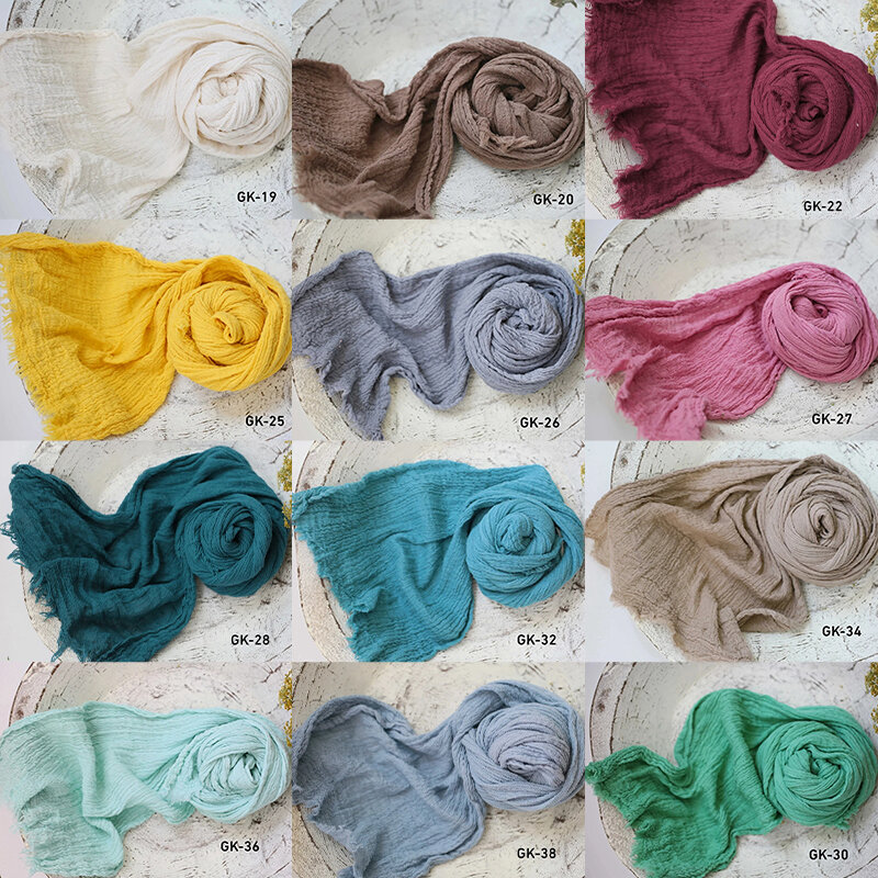 Colorful Seersucker Wrap Newborn Cotton Gauze Baby Swaddle Blanket Soft Infant Photography Props Studio Baskets Photo Props