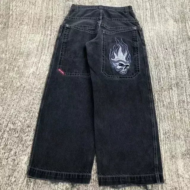 Calças jeans de grandes dimensões para homens e mulheres, jeans retrô 2k, streetwear harajuku, calças largas góticas, estampa gráfica, hip hop, calças soltas, novas