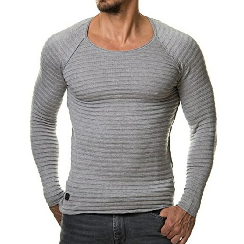 Pullover mit Rundhals ausschnitt T-Shirt Herren Antik Strick pullover einfarbig Slim Fit o Hals Frühling Herbst Winter tragen