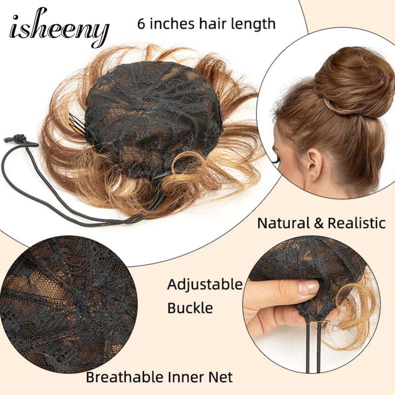 Isheeny-Extensions de Cheveux Naturels Lisses pour Femme, Queue de Cheval avec réinitialisation, Chignon Matut Updo
