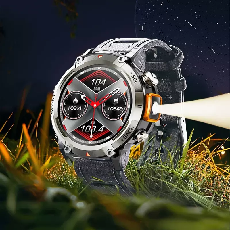 Relógio inteligente impermeável para homens, chamada bluetooth, lanterna, rastreador esportivo, pressão arterial, xiaomi, android, ios, ip67