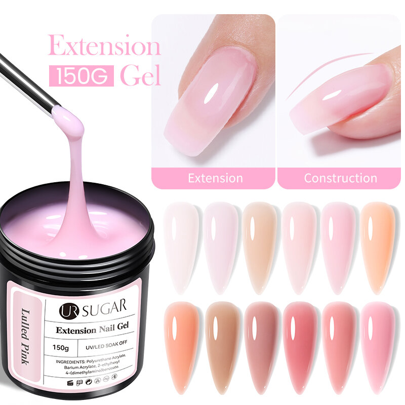 UR SUGAR 150g Nude Jelly Pink Extension Nail Gel Vernis Semi Permanent Acrylic Crystal Gel Nail Polish UV/LED Construction Gel