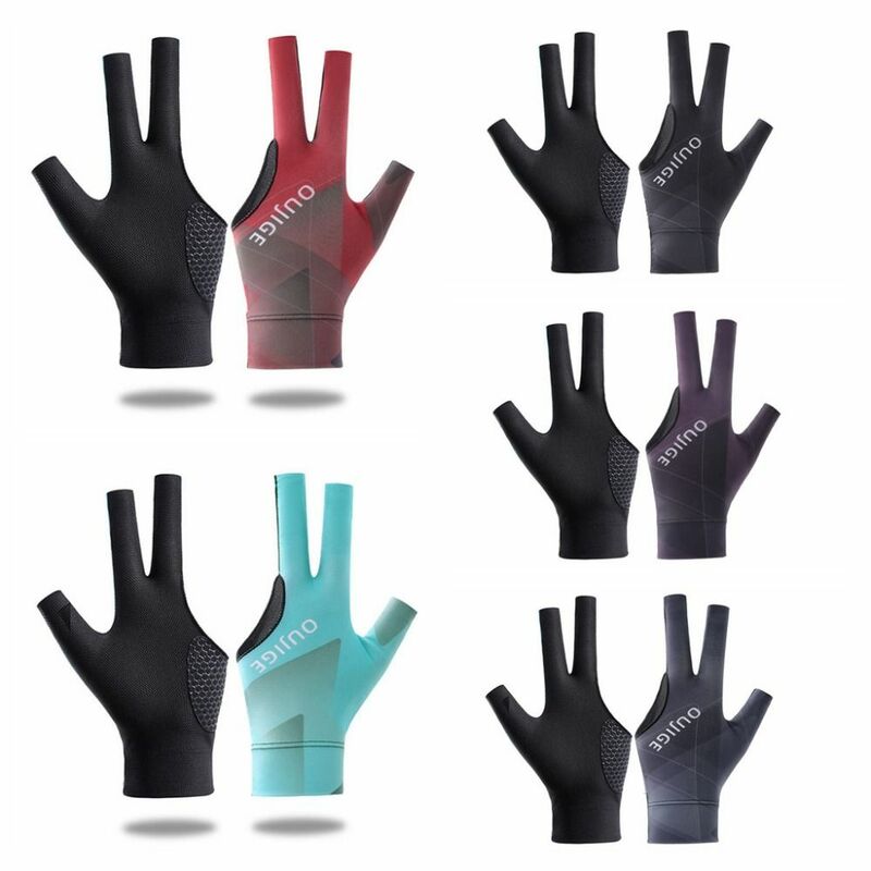 ถุงมือบิลเลียดกันเหงื่อถุงมือ3นิ้วแบบเปิดกันลื่นทนทานต่อการฉีกขาดถุงมือบิลเลียดชิ้นเดียวแบบมืออาชีพ