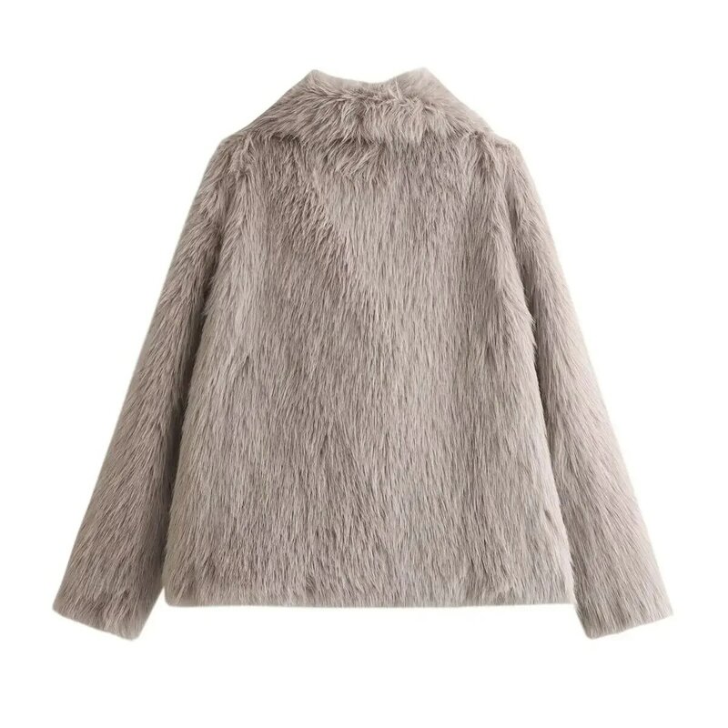 Faux Fur Coat Women 2023 Winter Turndown Collar Thick Warm Fur New Outerwear Female Casual Loose Long Sleeve Coats