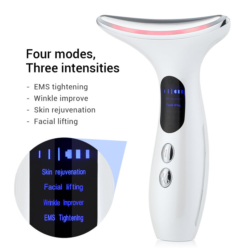 Dispositivo de belleza EMS de microcorriente para cara y cuello, fotón LED, reafirmante, rejuvenecimiento, antiarrugas, Delgado, doble mentón, cuidado de la piel, masajeador Facial