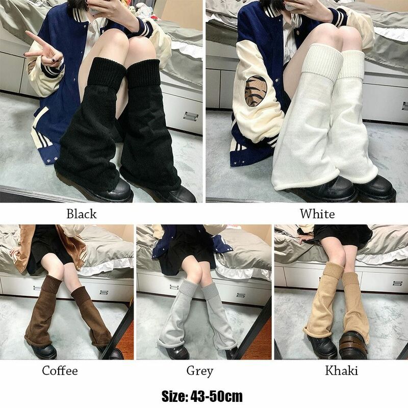 Calentadores de piernas de punto Kawaii para mujer y niña, uniforme hasta la rodilla, medias de bota, Invierno