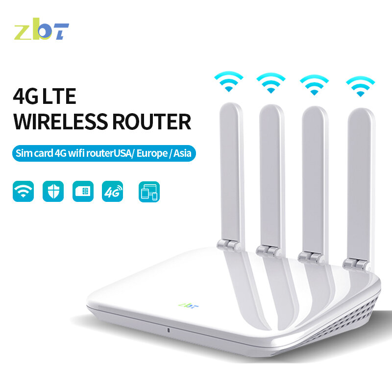 Wiflyer 4G Router WE2805 CAT4 300M WiFi Cho Nhà LTE SIM Với 4 * 5dbi Ăng Ten SIM WAN LAN Ethernet EU Modem 32 Thành Viên