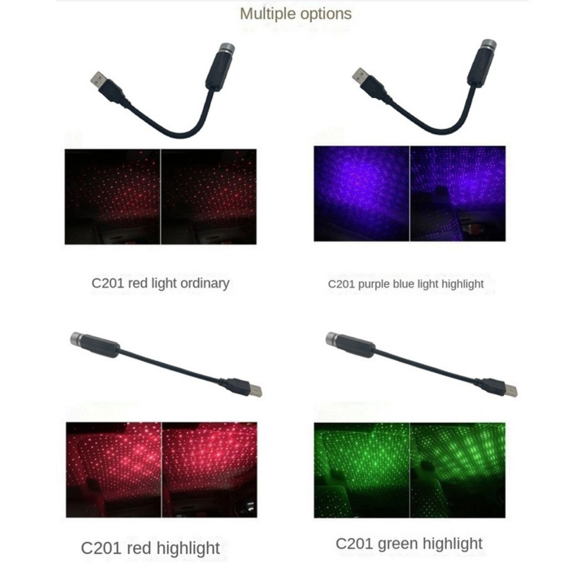 1 Buah Lampu Malam Bintang Atap Mobil LED Mini Lampu Proyektor Interior Langit Berbintang USB Lampu Dekoratif LED
