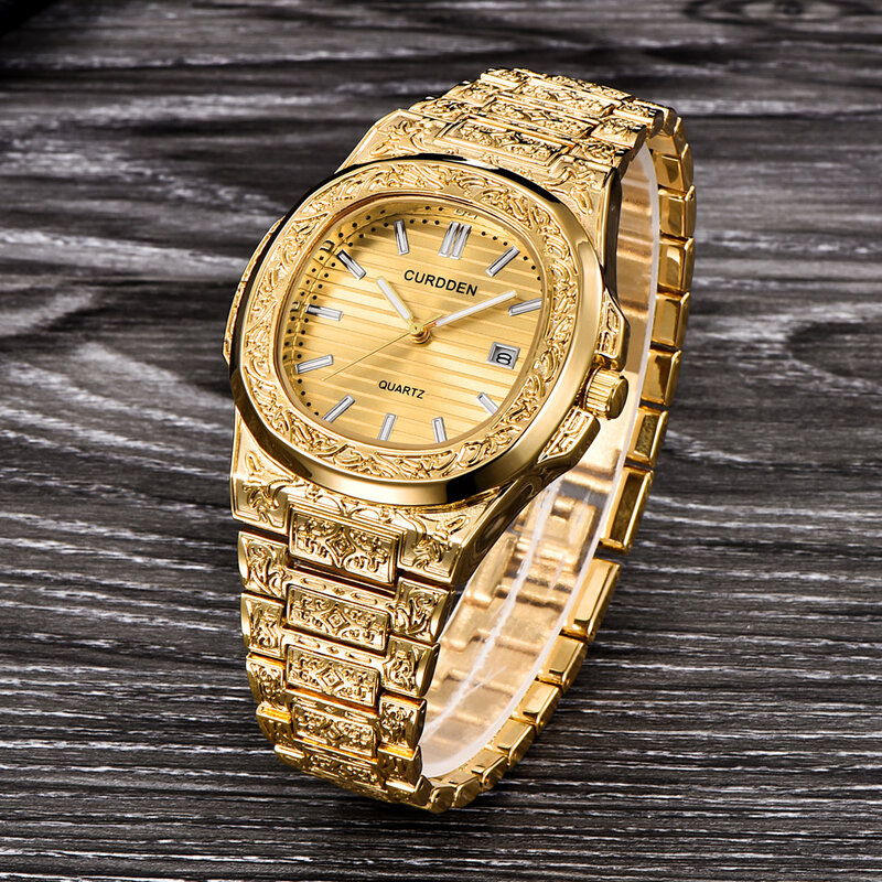 Top Luxury Brand Watches Men Creative Carving Antique Cool Watch Date Hip Hop Quartz Wristwatches Male Clock Gifts Drop Shipping