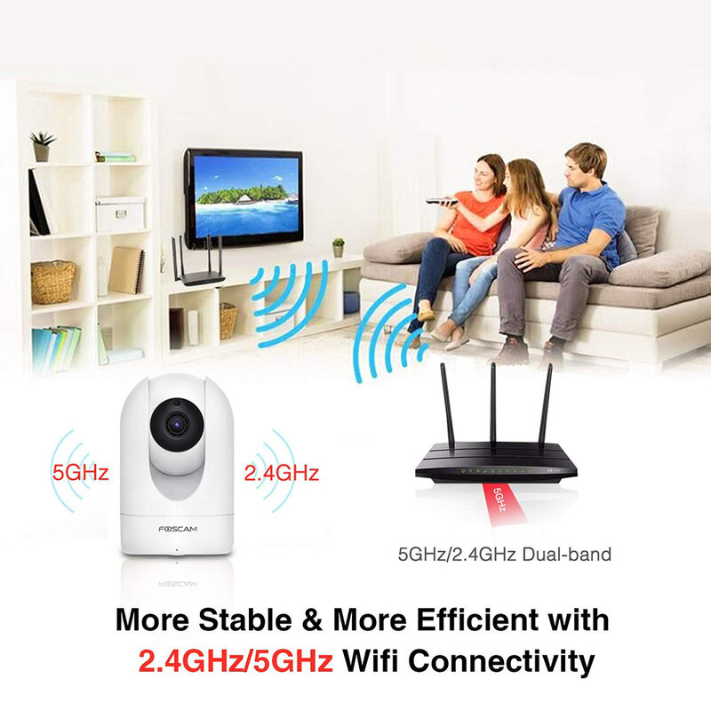 FOSCAM Home Security 4MP WiFi Camera Pan&Tilt 2.4/5GHz Wireless IP Indoor Cam AI Human Detection Home Video Surveillance Cameras