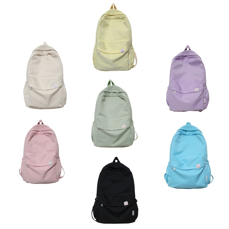 Bookbag น่ารัก Multi-Pocket Daypack กระเป๋าเป้สะพายหลังผ้าใบสำหรับนักเรียนวัยรุ่นชาย