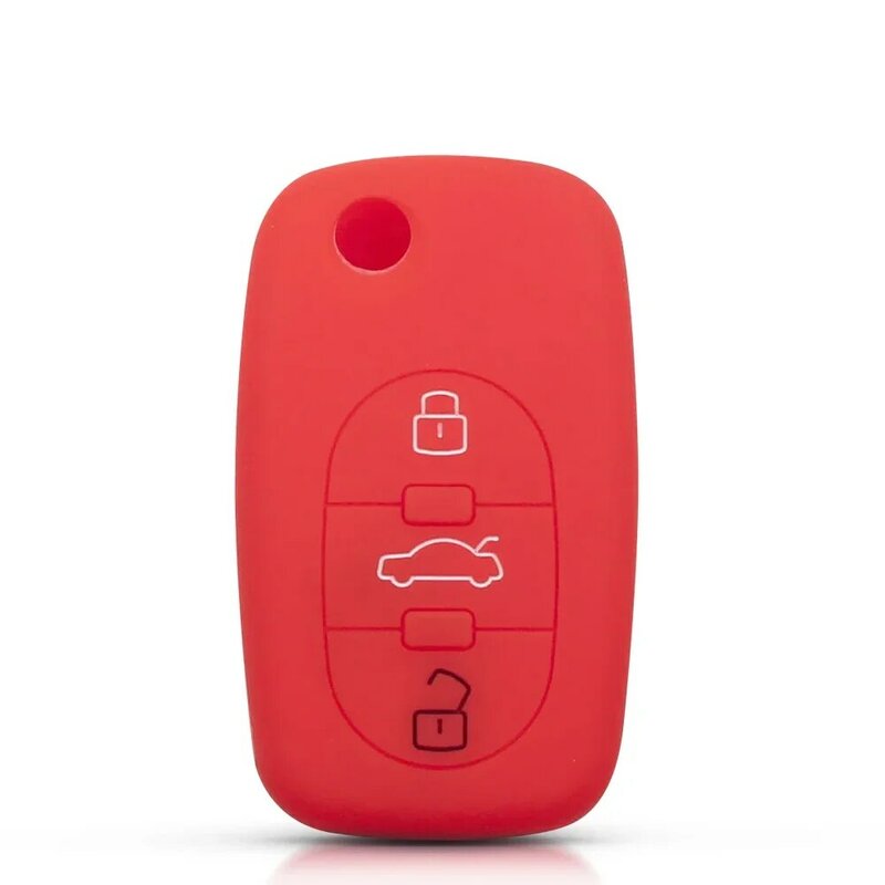 KEYYOU-funda de silicona para mando a distancia de coche, carcasa plegable de 3 botones para Audi A2, A3, S3, A4, S4, A6, S6, RS6, A8, Tt
