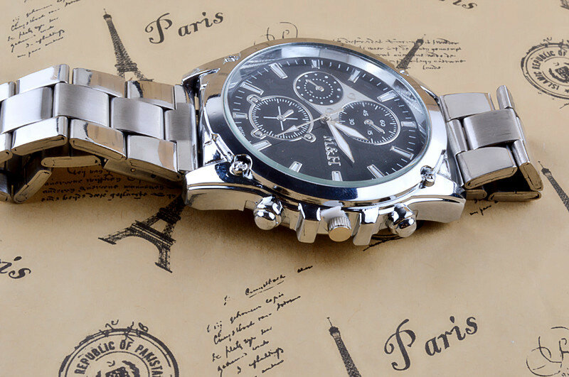 Relógio de quartzo de aço inoxidável masculino, Redondo Sport Band Machinery, Design Luminoso, Moda Empresarial